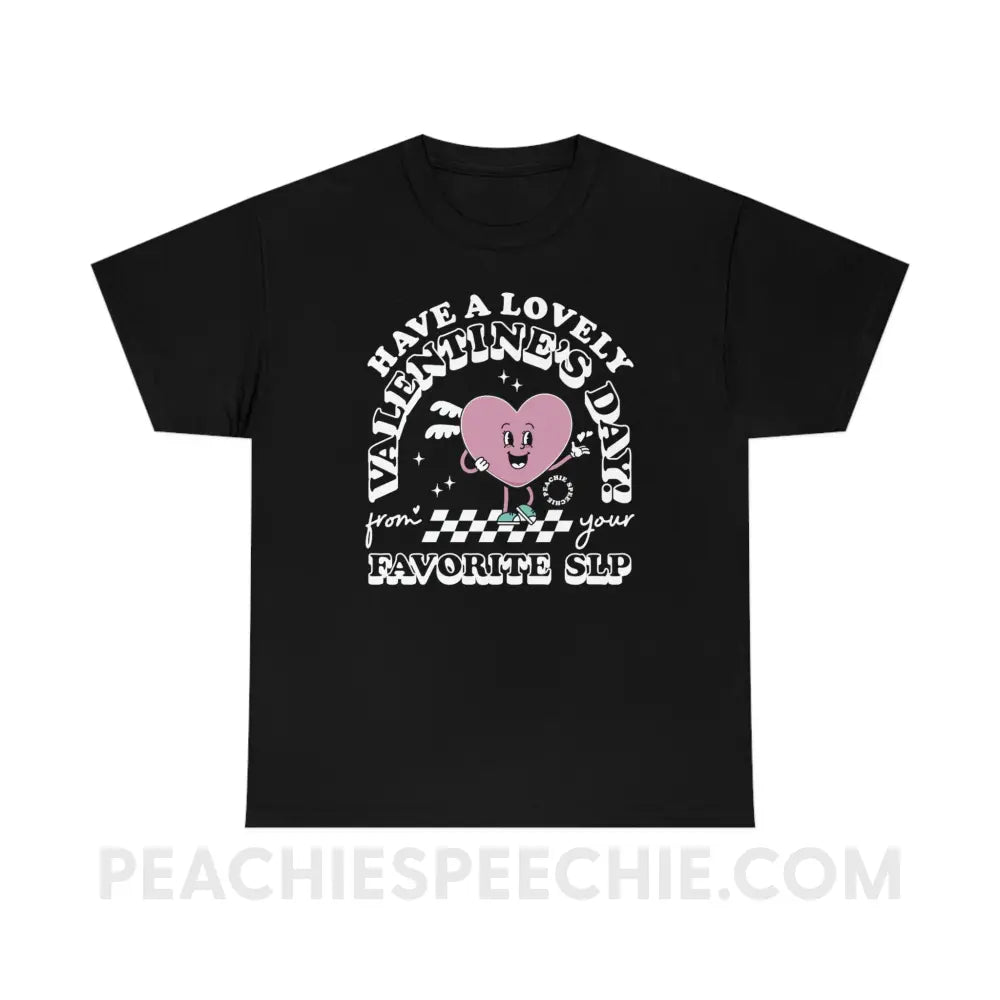 Valentine Heart Cartoon SLP Basic Tee - Black / S - T-Shirt peachiespeechie.com