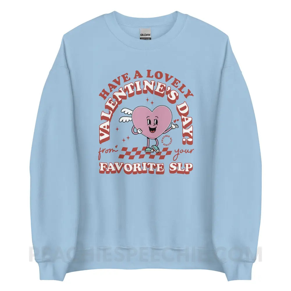 Valentine Heart Cartoon SLP Classic Sweatshirt - Light Blue / S - peachiespeechie.com