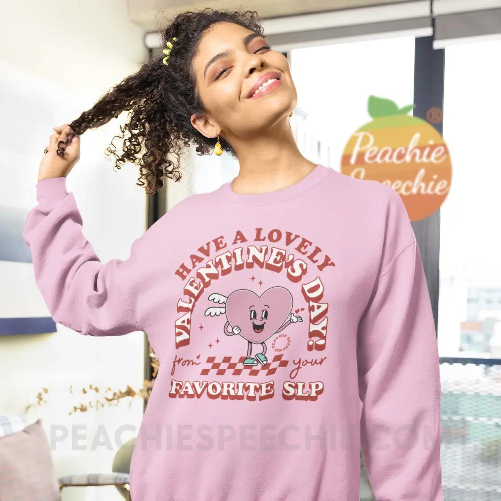 Valentine Heart Cartoon SLP Classic Sweatshirt - Light Pink / S - peachiespeechie.com