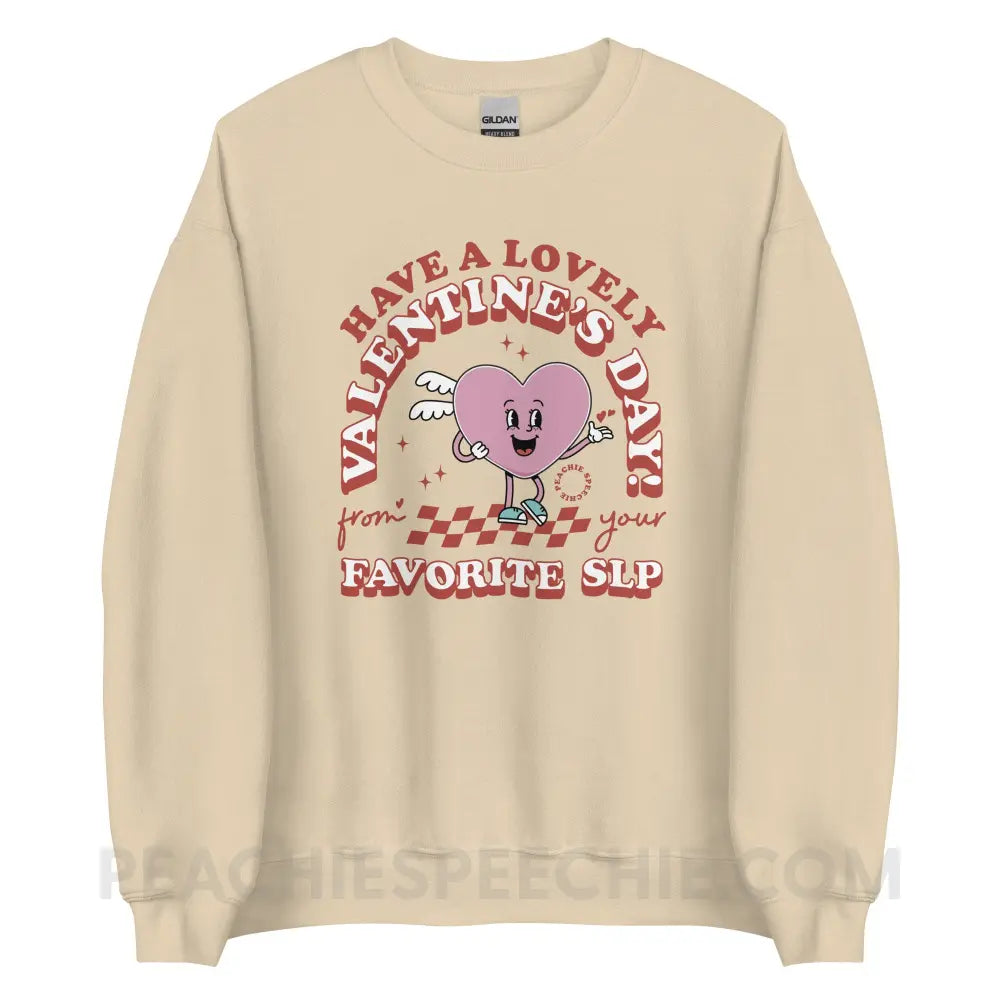Valentine Heart Cartoon SLP Classic Sweatshirt - Sand / S - peachiespeechie.com