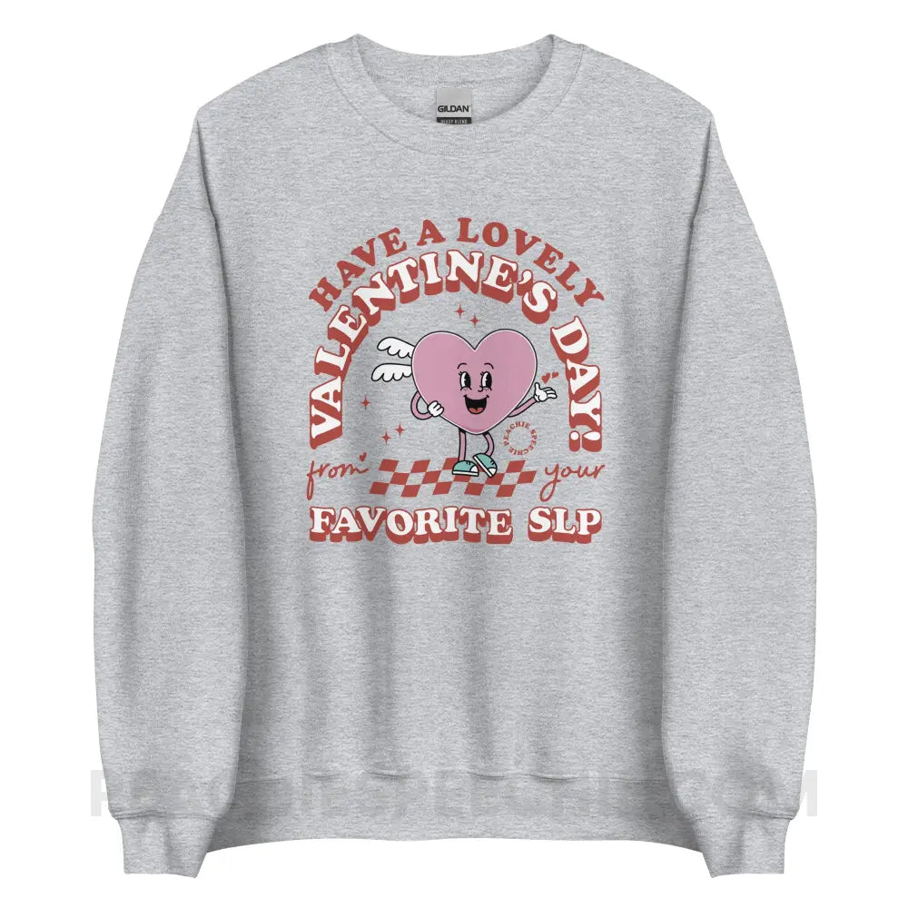 Valentine Heart Cartoon SLP Classic Sweatshirt - Sport Grey / S - peachiespeechie.com