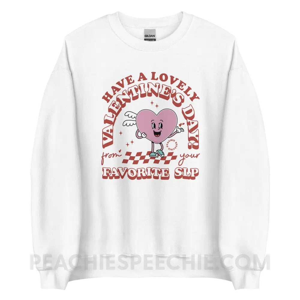 Valentine Heart Cartoon SLP Classic Sweatshirt - White / S - peachiespeechie.com