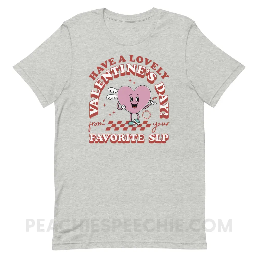 Valentine Heart Cartoon SLP Premium Soft Tee - Athletic Heather / S - peachiespeechie.com