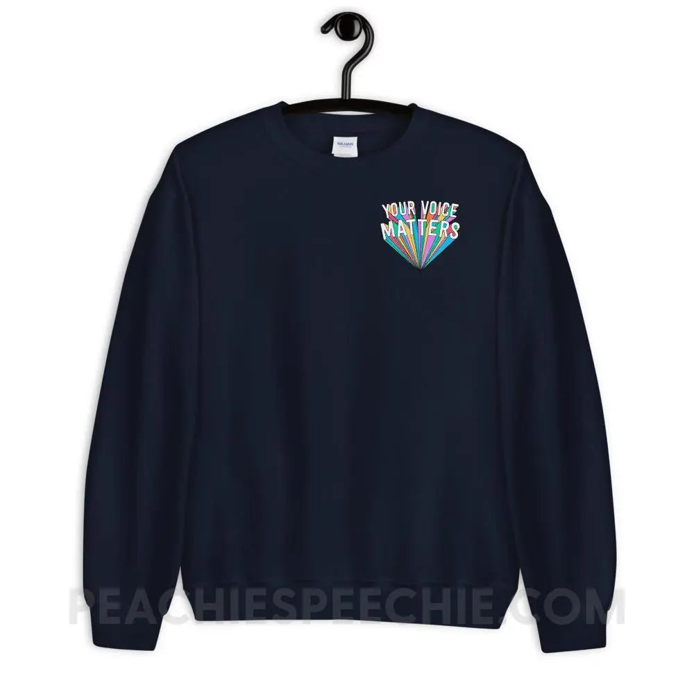 Your Voice Matters Classic Sweatshirt - Navy / S - Hoodies & Sweatshirts peachiespeechie.com