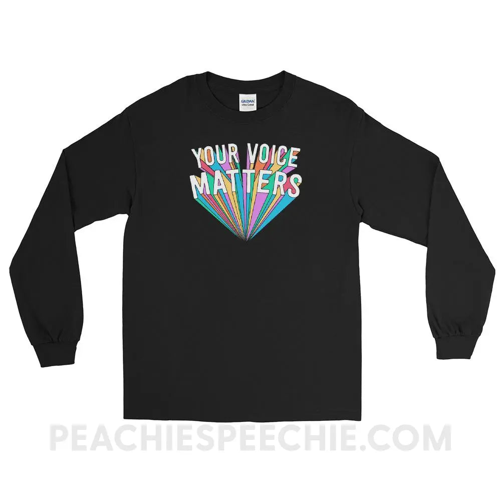 Your Voice Matters Long Sleeve Tee - Black / S - T-Shirts & Tops peachiespeechie.com