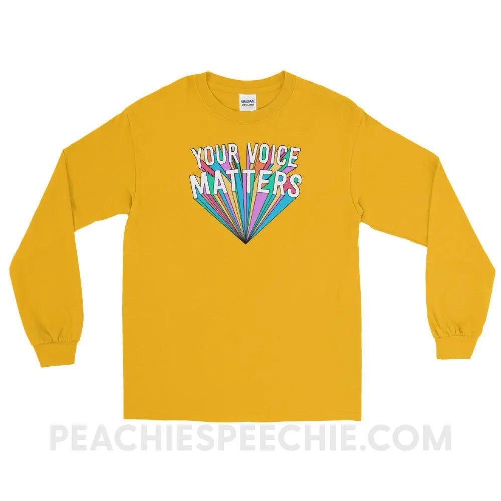 Your Voice Matters Long Sleeve Tee - T-Shirts & Tops peachiespeechie.com