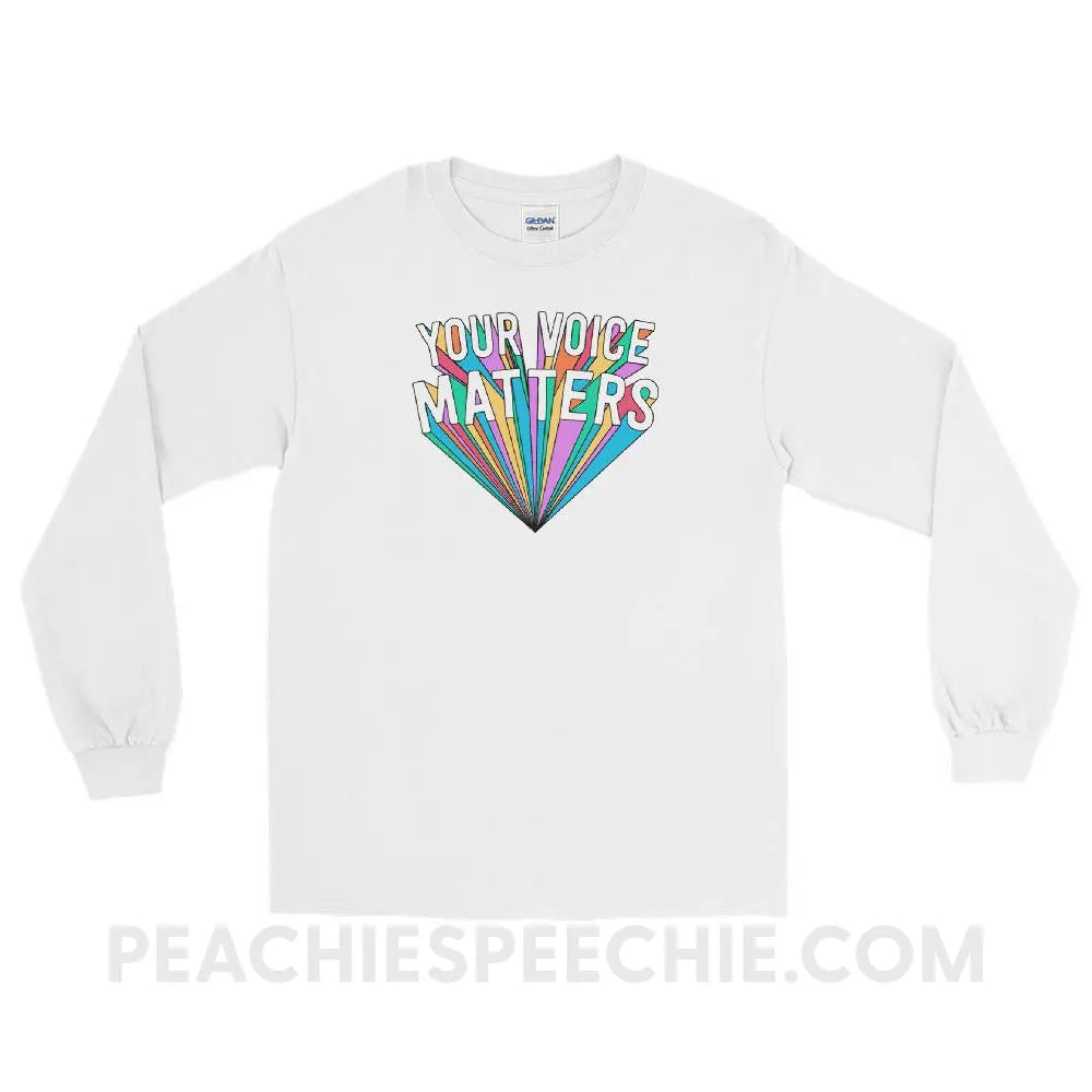 Your Voice Matters Long Sleeve Tee - White / S - T-Shirts & Tops peachiespeechie.com