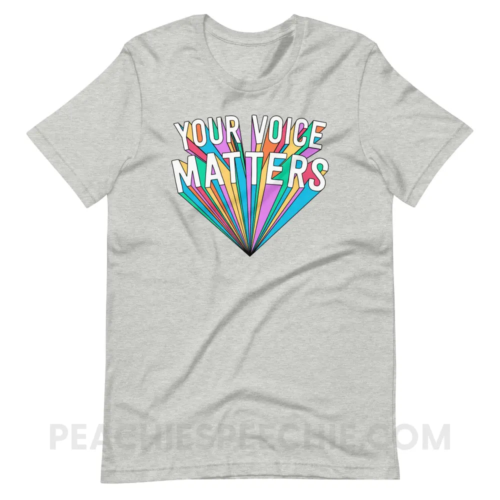 Your Voice Matters Premium Soft Tee - Athletic Heather / S - T-Shirts & Tops peachiespeechie.com
