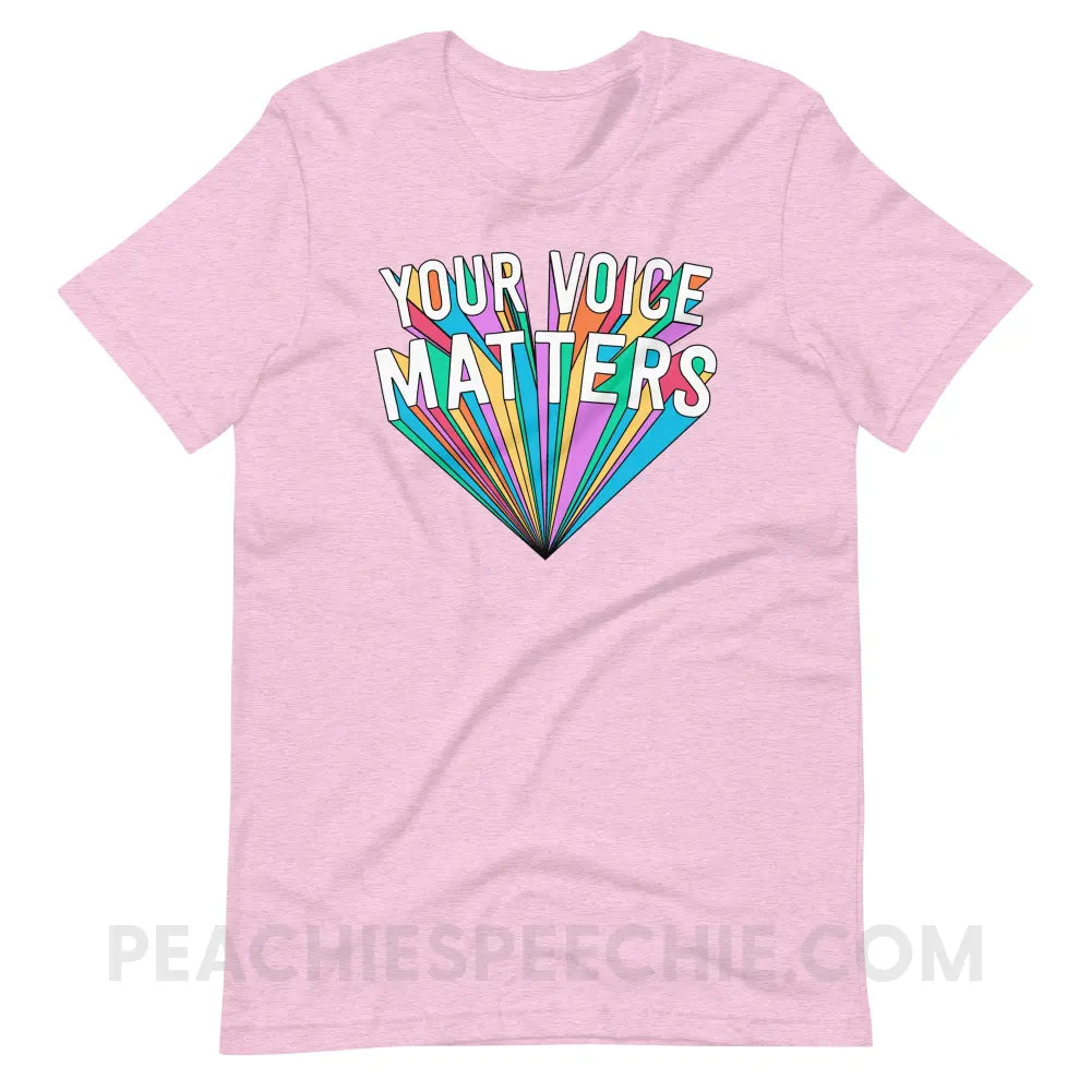 Your Voice Matters Premium Soft Tee - Heather Prism Lilac / XS - T-Shirts & Tops peachiespeechie.com