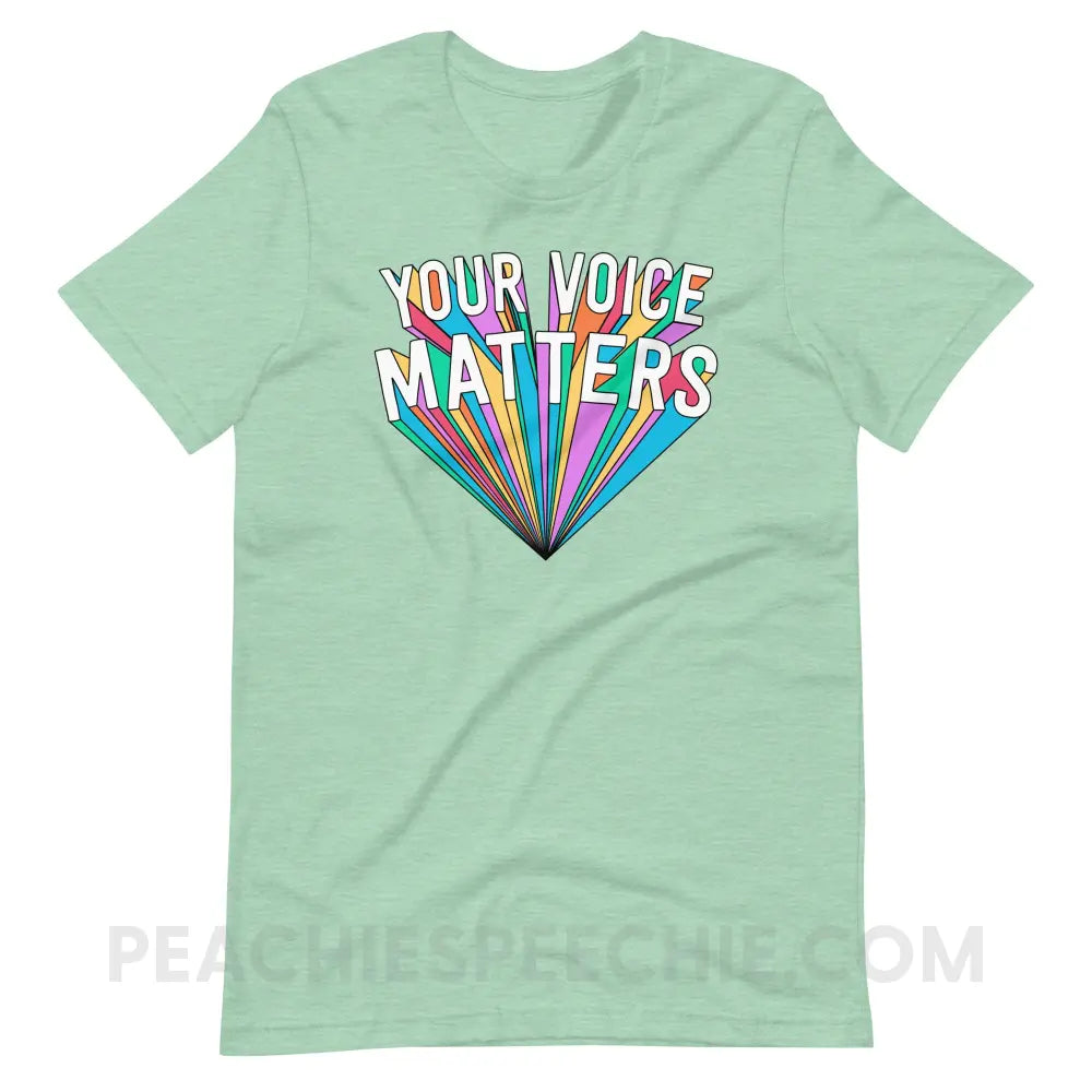 Your Voice Matters Premium Soft Tee - Heather Prism Mint / XS - T-Shirts & Tops peachiespeechie.com