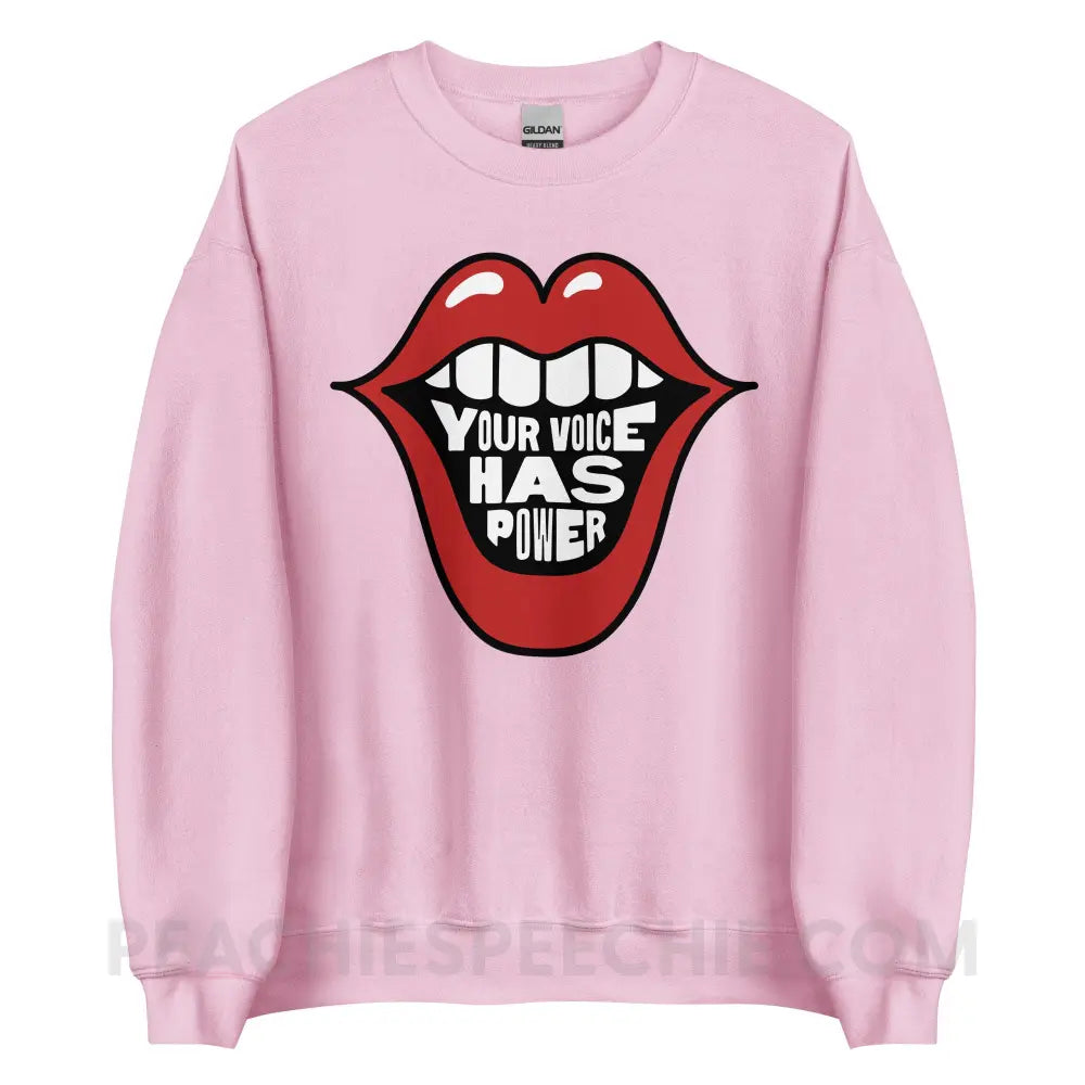 Your Voice Has Power Mouth Classic Sweatshirt - Light Pink / S - peachiespeechie.com