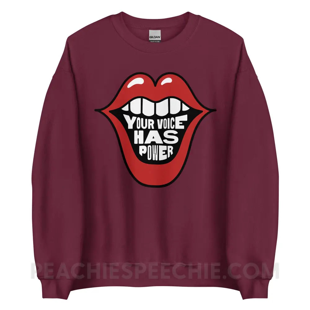 Your Voice Has Power Mouth Classic Sweatshirt - Maroon / S - peachiespeechie.com