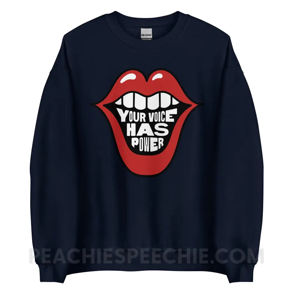 Your Voice Has Power Mouth Classic Sweatshirt - Navy / S - peachiespeechie.com