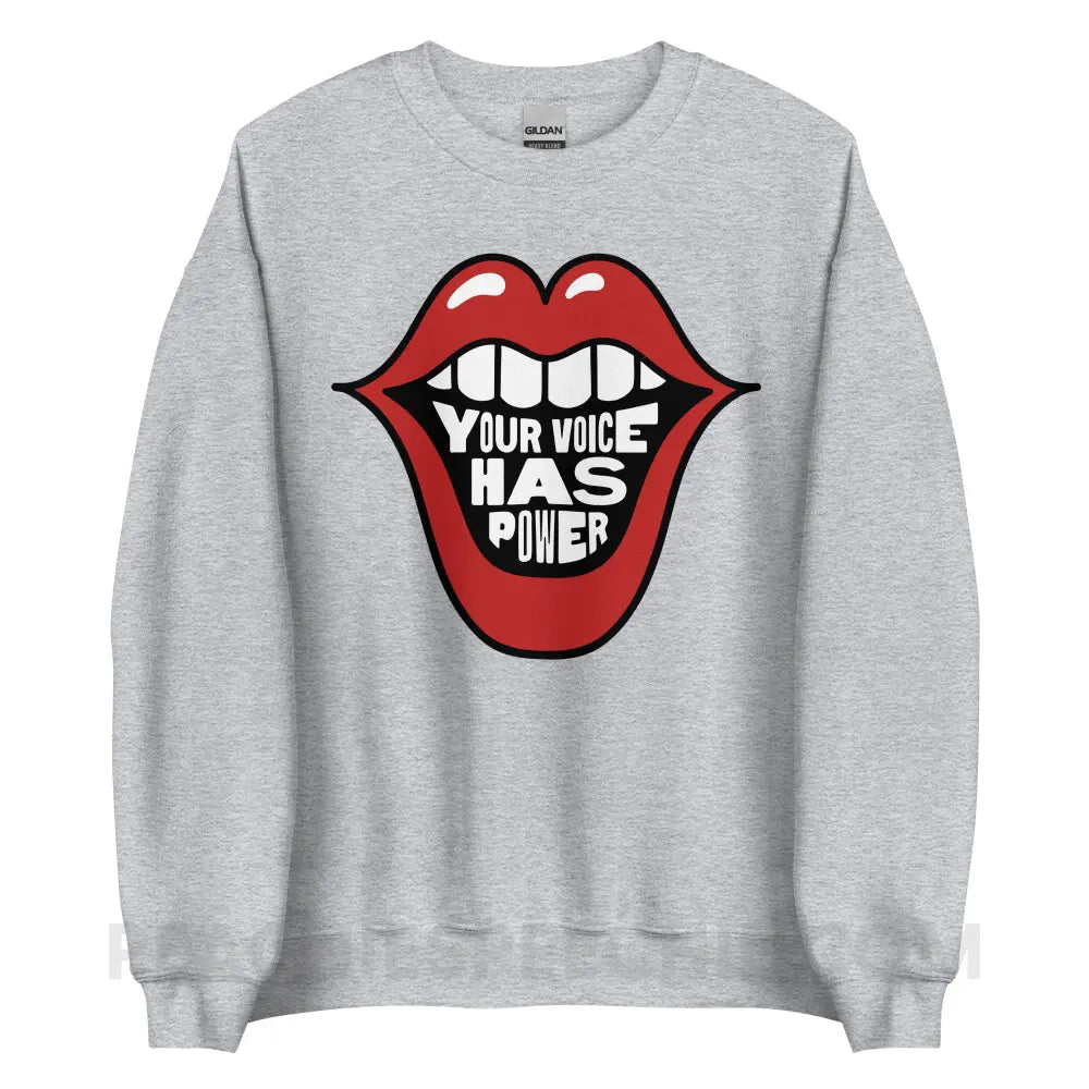 Your Voice Has Power Mouth Classic Sweatshirt - Sport Grey / S - peachiespeechie.com