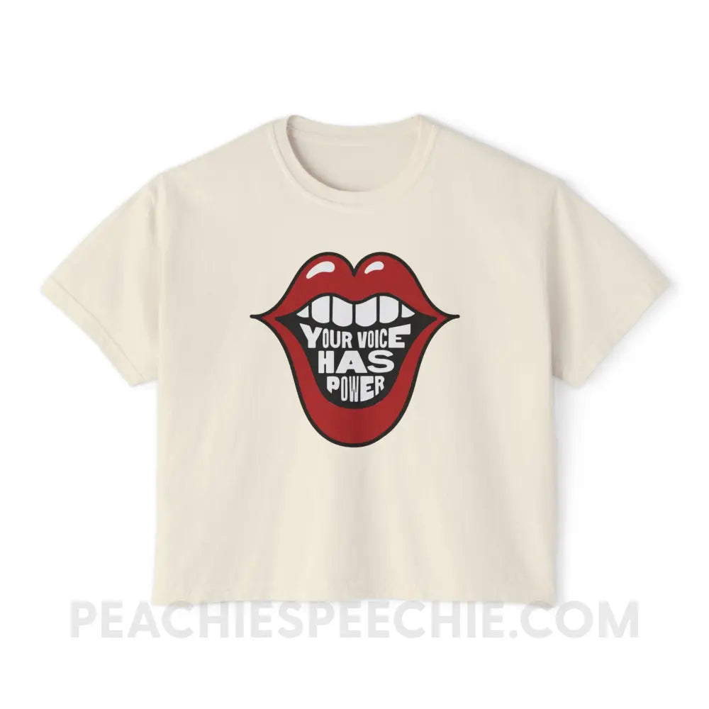 Your Voice Has Power Mouth Comfort Colors Boxy Tee - Ivory / S - T-Shirt peachiespeechie.com