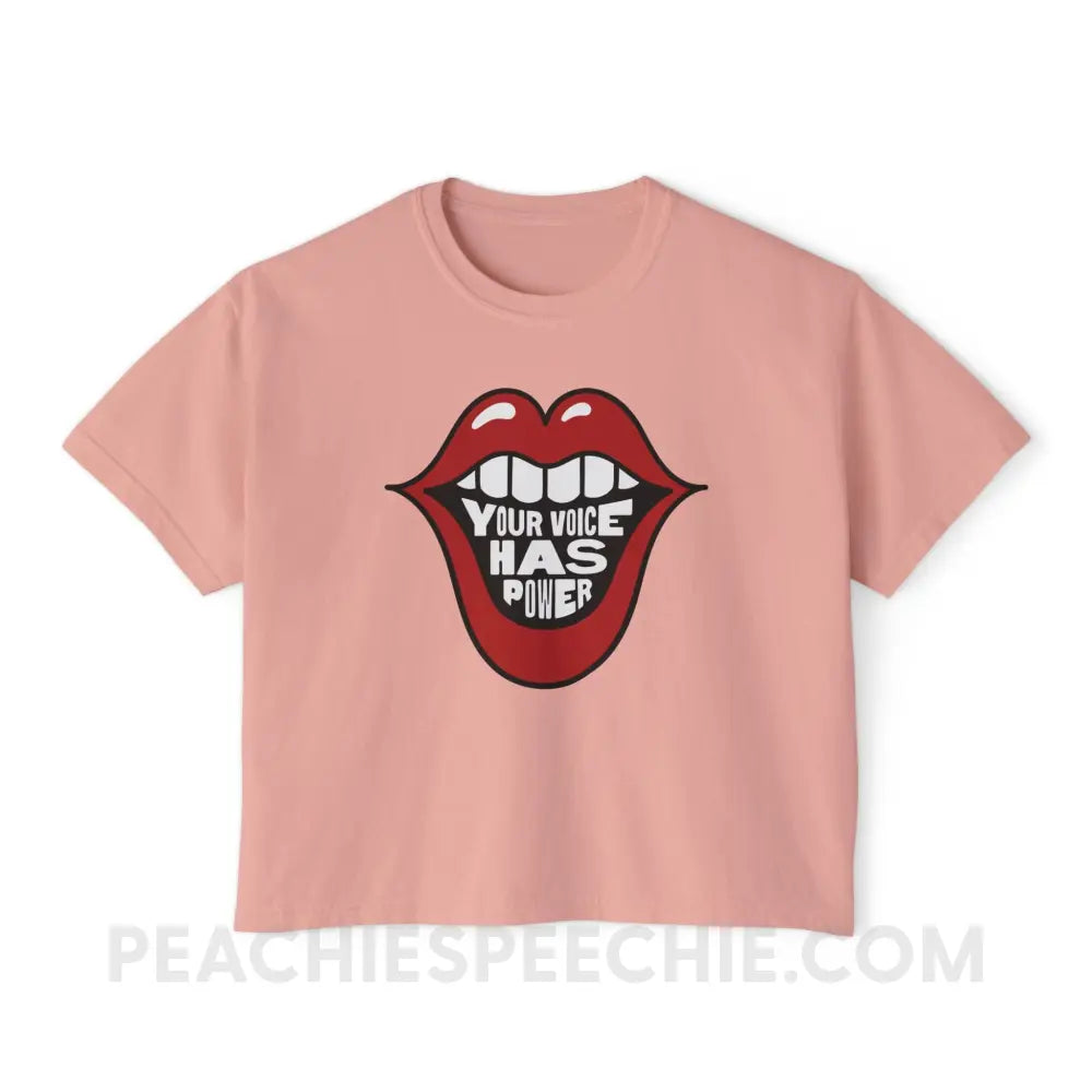 Your Voice Has Power Mouth Comfort Colors Boxy Tee - Peachy / S - T-Shirt peachiespeechie.com
