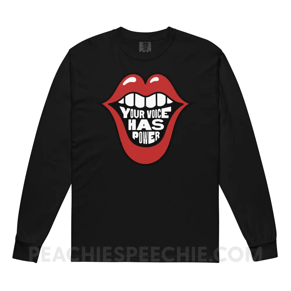 Your Voice Has Power Mouth Comfort Colors Long Sleeve - Black / S - peachiespeechie.com