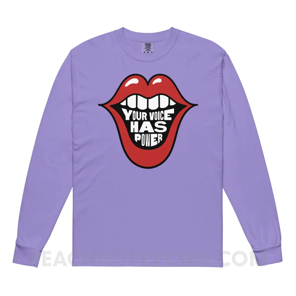 Your Voice Has Power Mouth Comfort Colors Long Sleeve - Violet / S - peachiespeechie.com