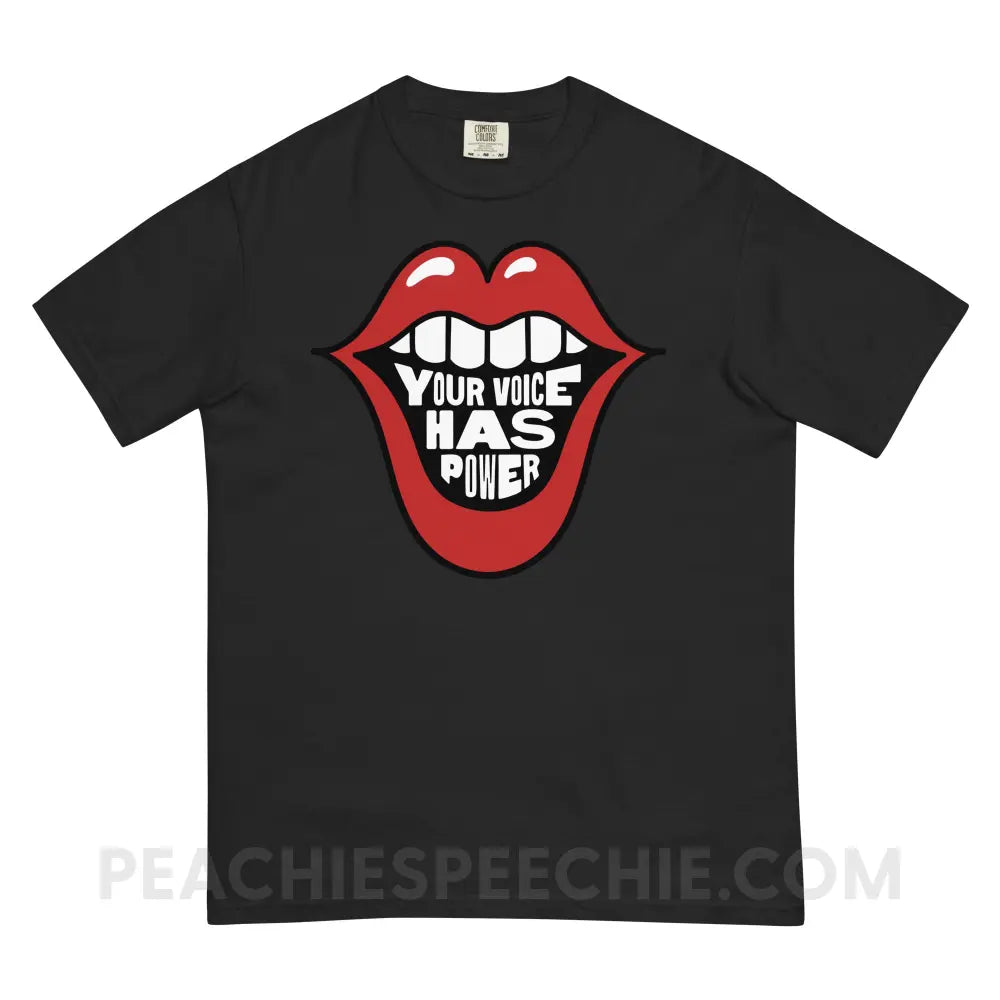 Your Voice Has Power Mouth Comfort Colors Tee - Black / S - peachiespeechie.com