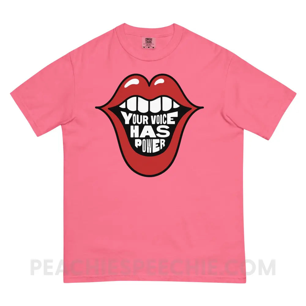 Your Voice Has Power Mouth Comfort Colors Tee - Crunchberry / S - peachiespeechie.com