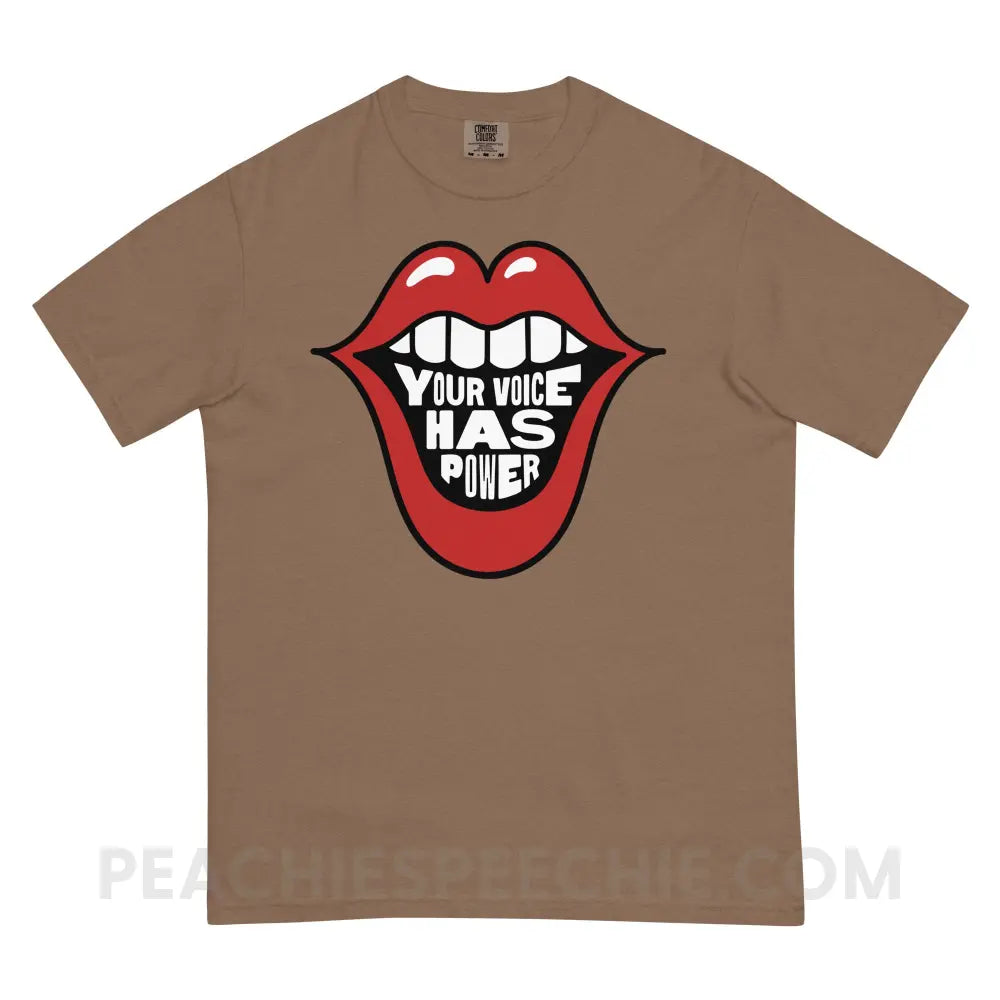 Your Voice Has Power Mouth Comfort Colors Tee - Espresso / S - peachiespeechie.com