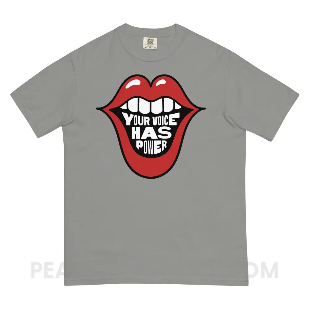 Your Voice Has Power Mouth Comfort Colors Tee - Grey / S - peachiespeechie.com