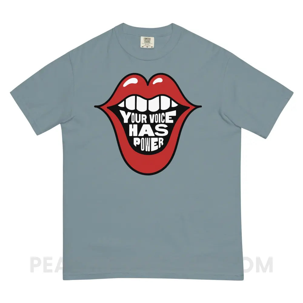 Your Voice Has Power Mouth Comfort Colors Tee - Ice Blue / S - peachiespeechie.com