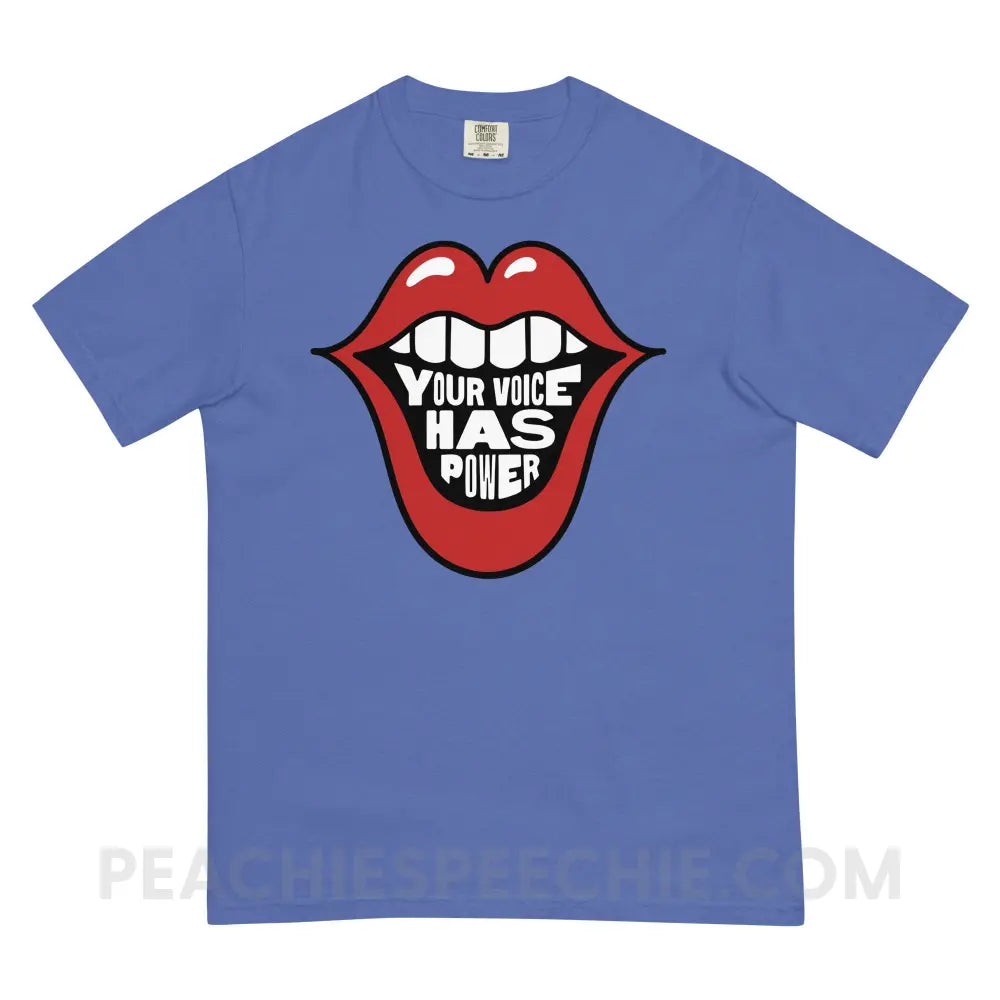 Your Voice Has Power Mouth Comfort Colors Tee - Mystic Blue / S - peachiespeechie.com