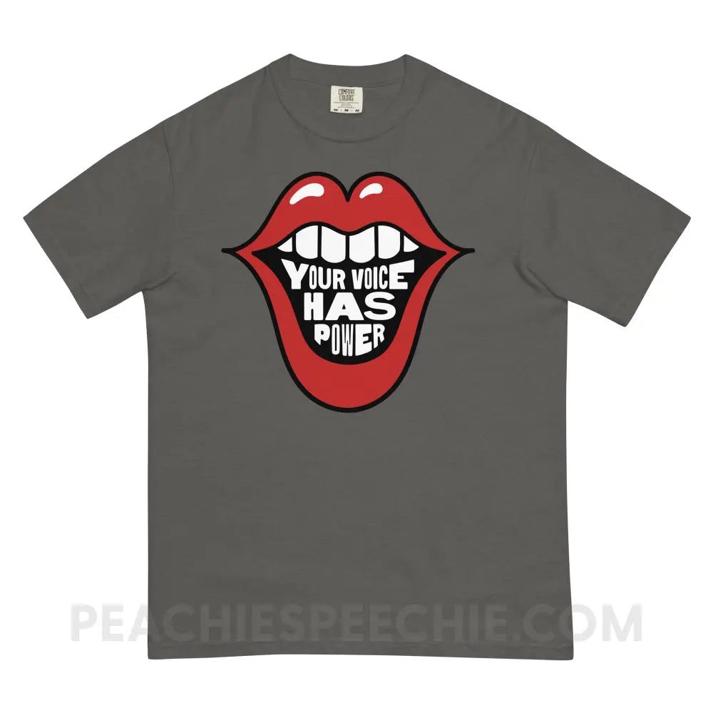 Your Voice Has Power Mouth Comfort Colors Tee - Pepper / S - peachiespeechie.com