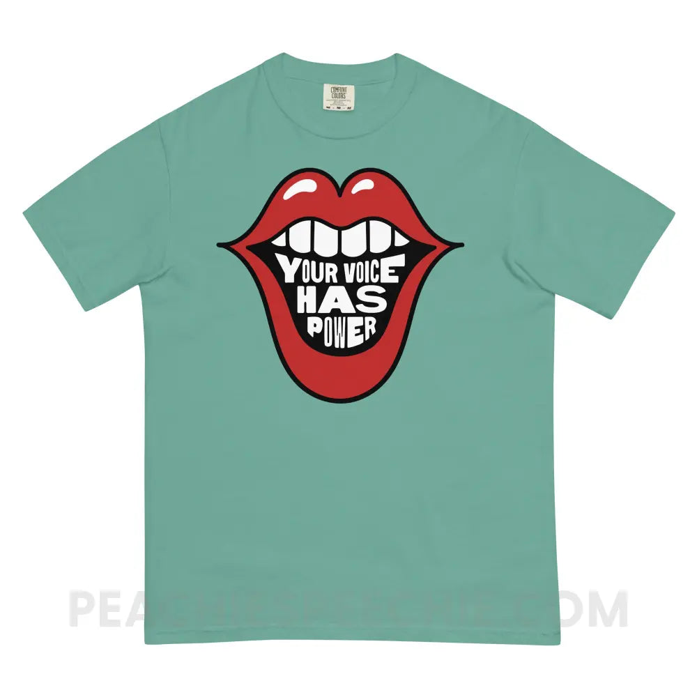 Your Voice Has Power Mouth Comfort Colors Tee - Seafoam / S - peachiespeechie.com