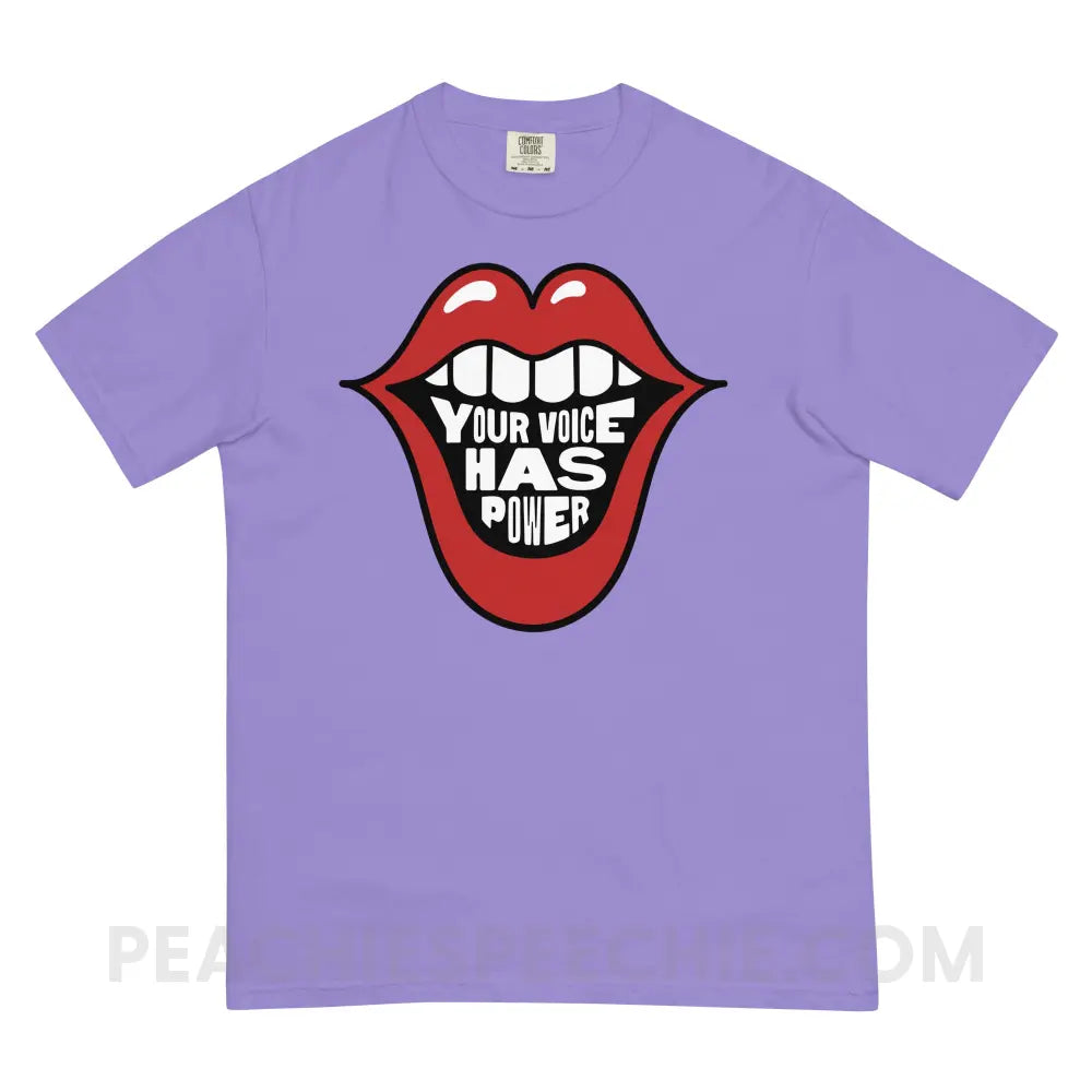Your Voice Has Power Mouth Comfort Colors Tee - Violet / S - peachiespeechie.com