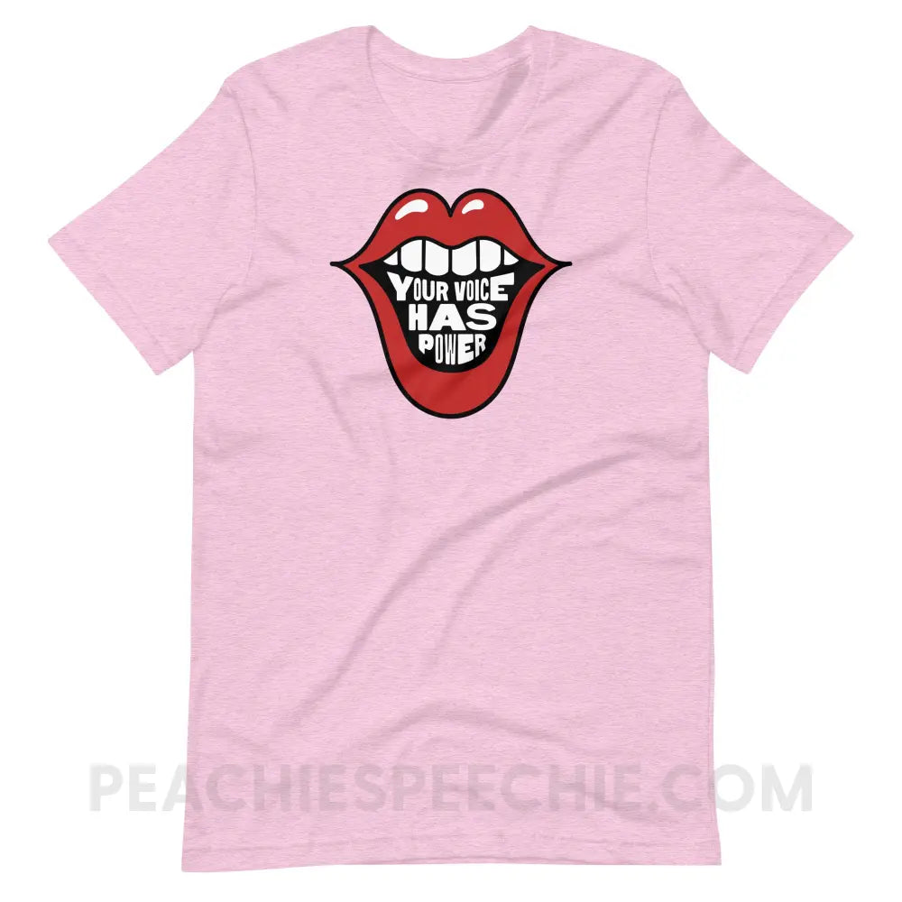 Your Voice Has Power Mouth Premium Soft Tee - Heather Prism Lilac / S - peachiespeechie.com