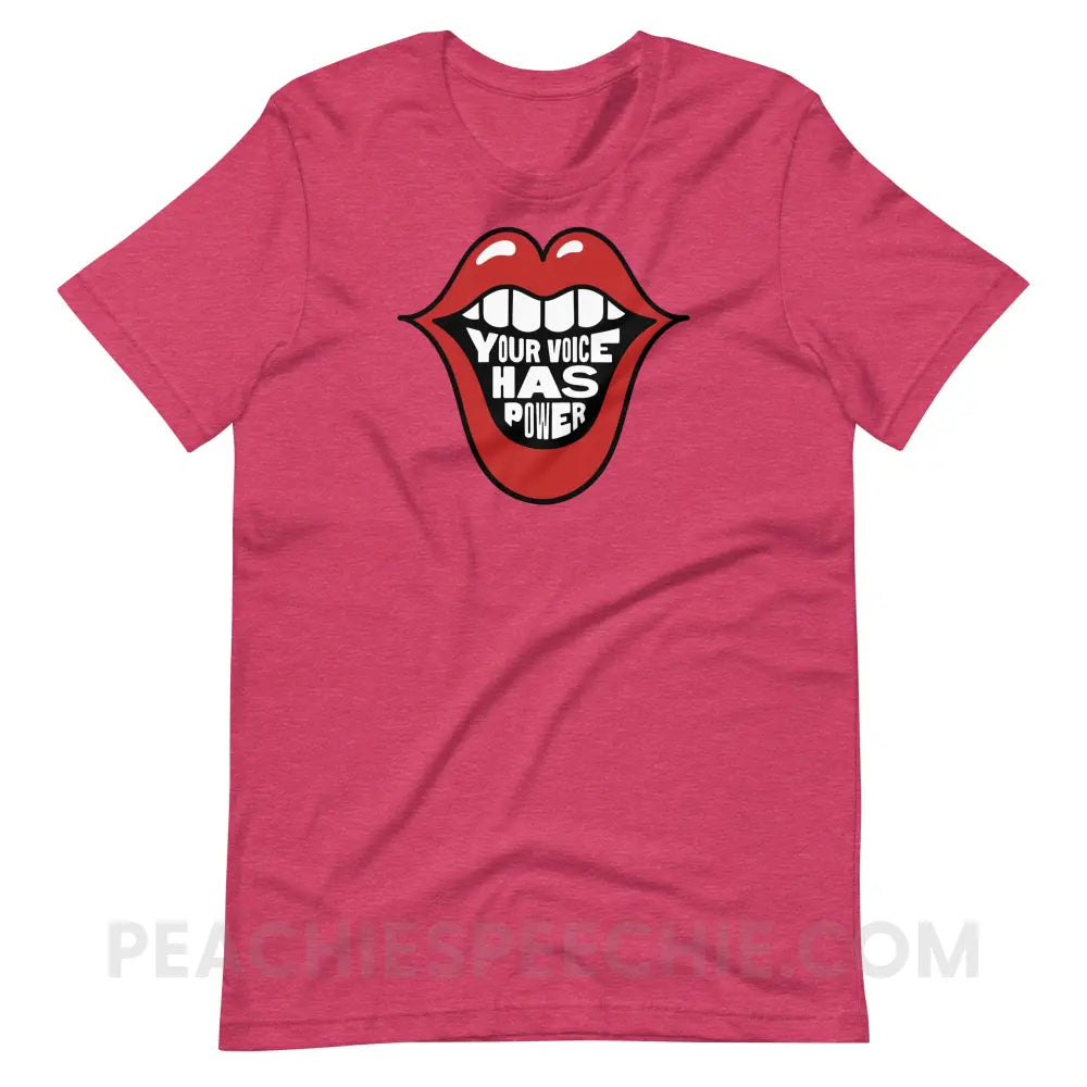 Your Voice Has Power Mouth Premium Soft Tee - Heather Raspberry / S - peachiespeechie.com