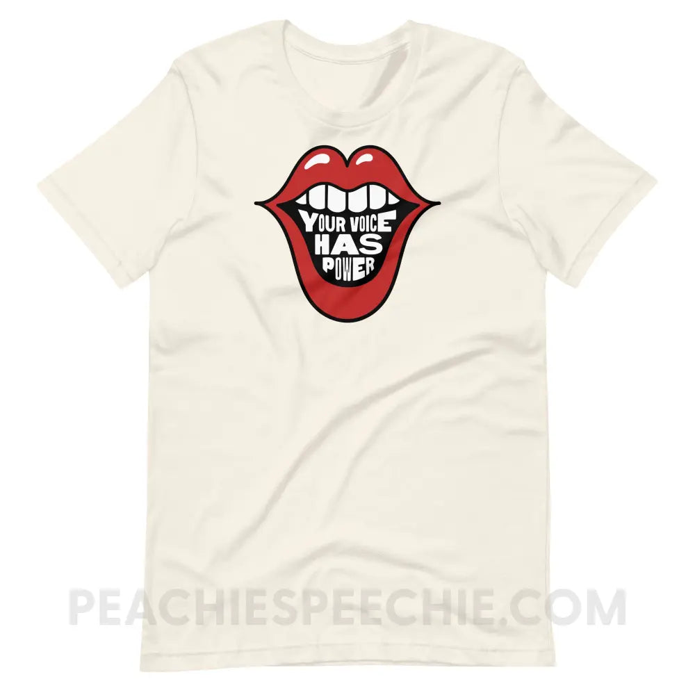 Your Voice Has Power Mouth Premium Soft Tee - Vintage White / S - peachiespeechie.com