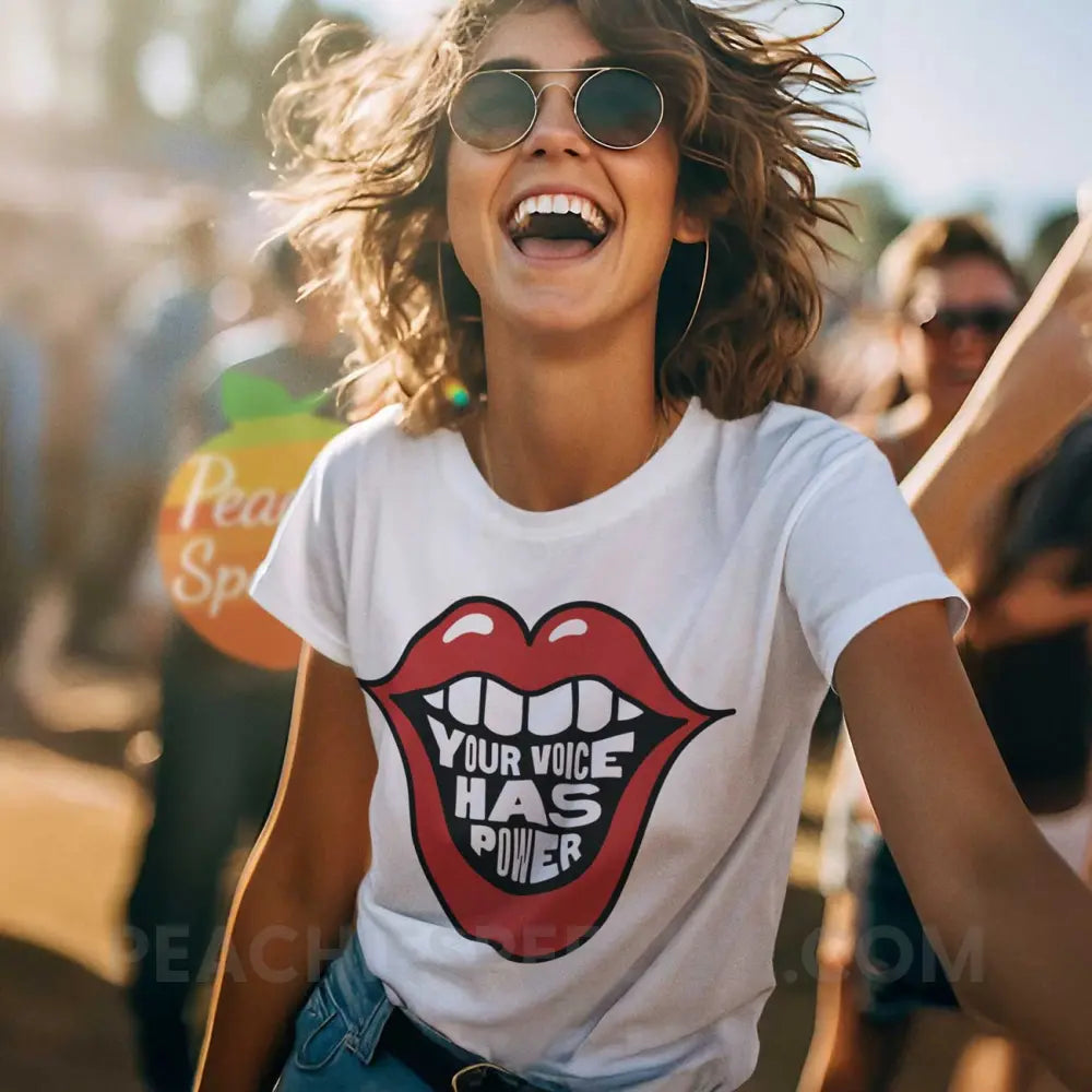Your Voice Has Power Mouth Premium Soft Tee - White / S - peachiespeechie.com