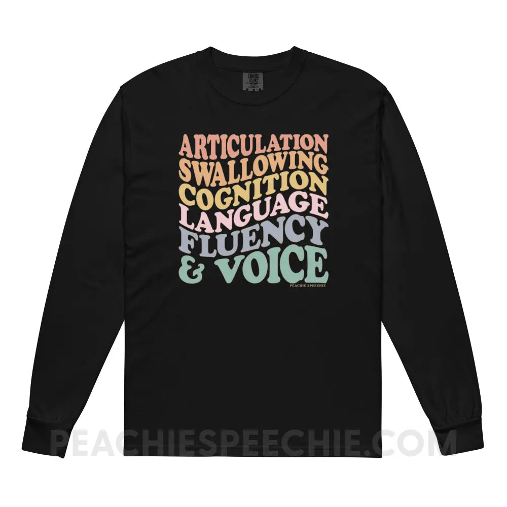 Wavy Speech Stuff Comfort Colors Long Sleeve - Black / S - Long-sleeve peachiespeechie.com