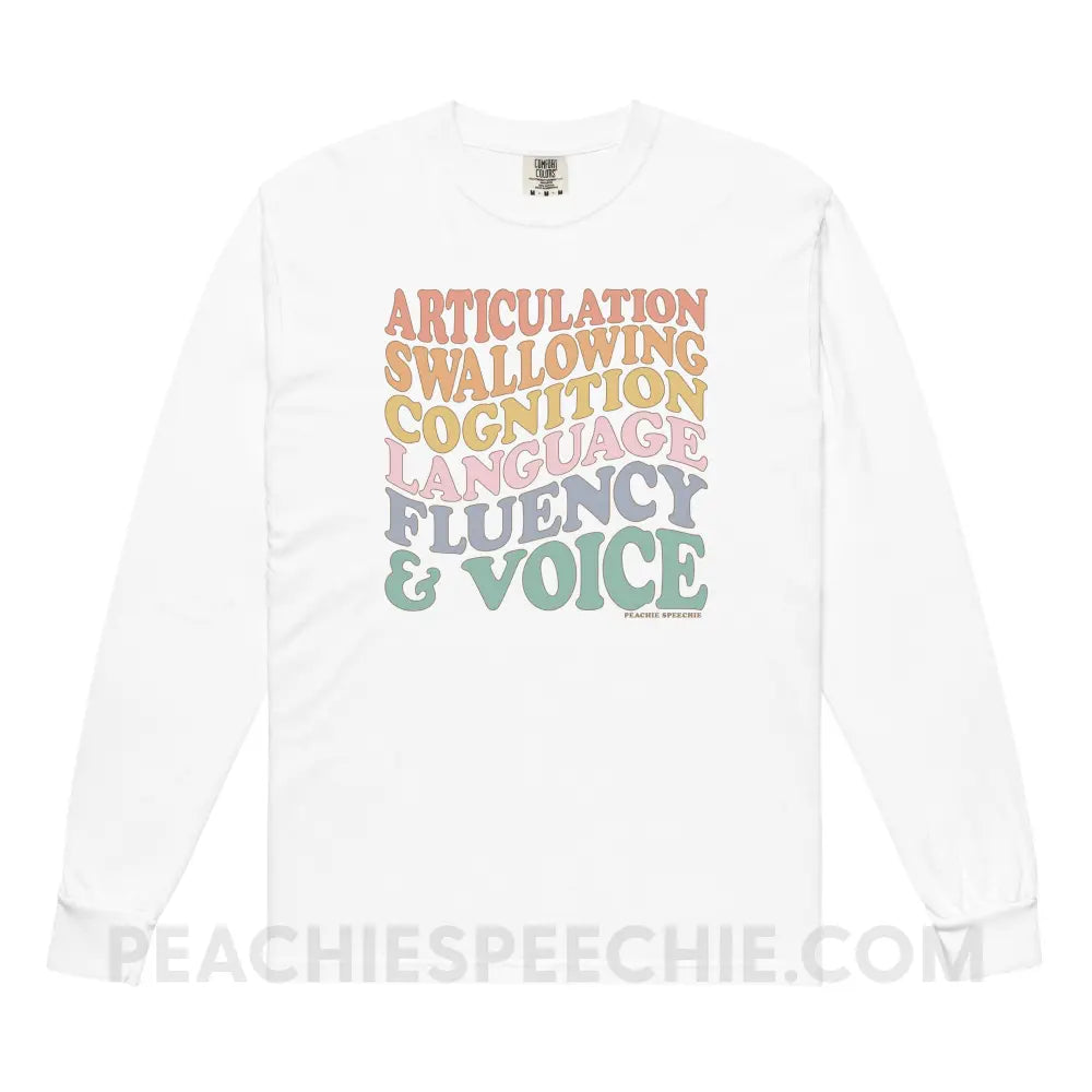Wavy Speech Stuff Comfort Colors Long Sleeve - White / S - Long-sleeve peachiespeechie.com