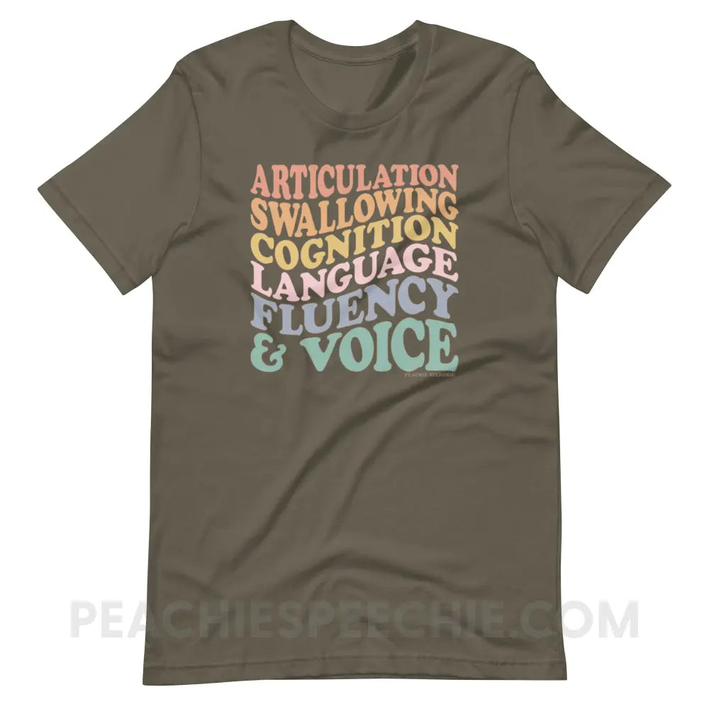 Wavy Speech Stuff Premium Soft Tee - Army / S - T-Shirt peachiespeechie.com