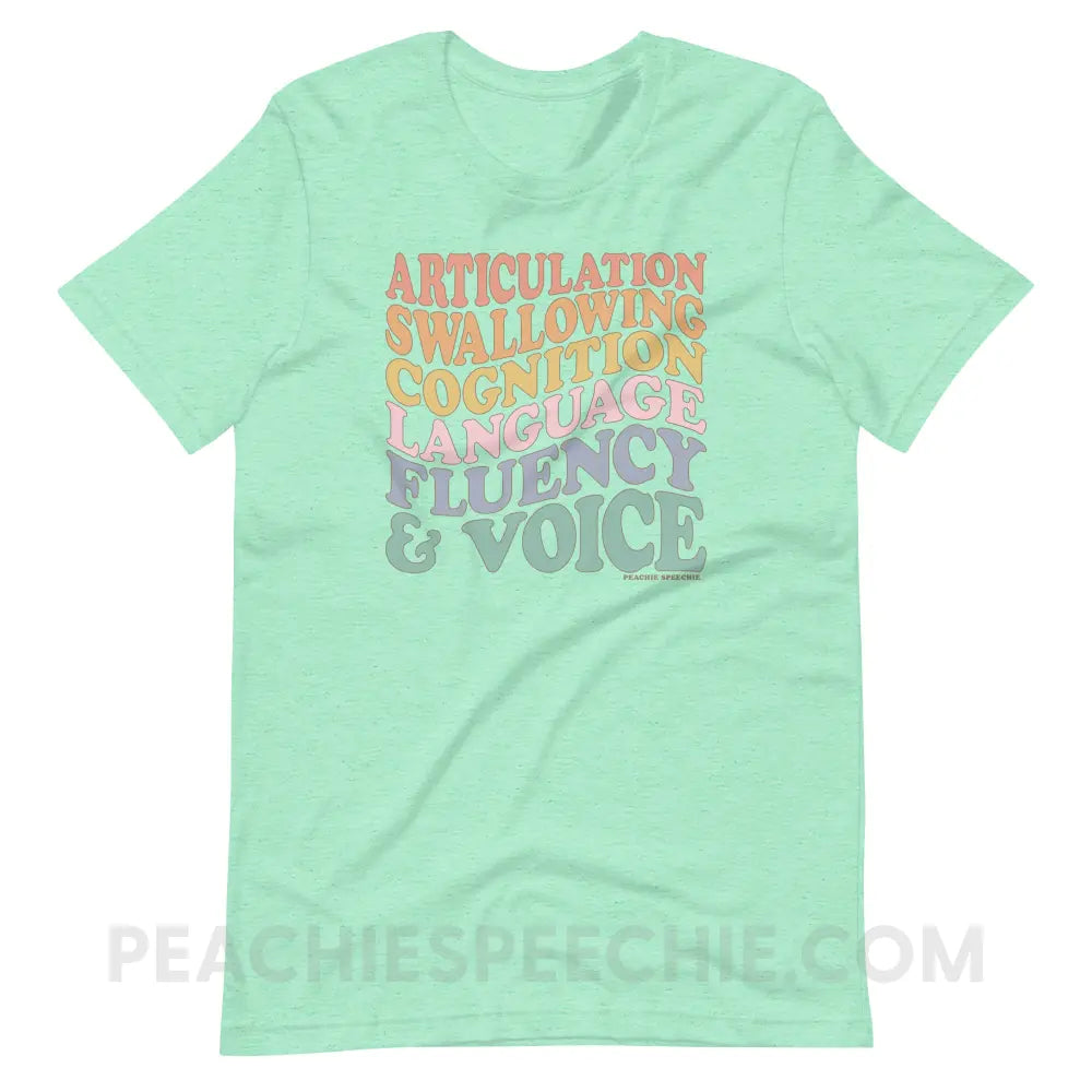 Wavy Speech Stuff Premium Soft Tee - Heather Mint / S - T-Shirt peachiespeechie.com