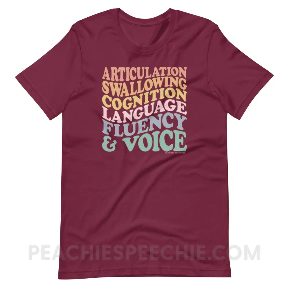 Wavy Speech Stuff Premium Soft Tee - Maroon / XS - T-Shirt peachiespeechie.com