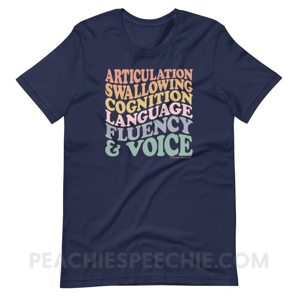 Wavy Speech Stuff Premium Soft Tee - Navy / XS - T-Shirt peachiespeechie.com