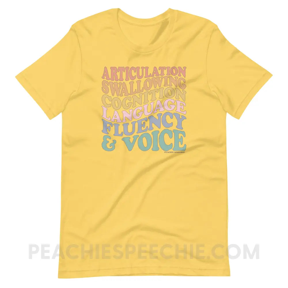 Wavy Speech Stuff Premium Soft Tee - Yellow / S - T-Shirt peachiespeechie.com