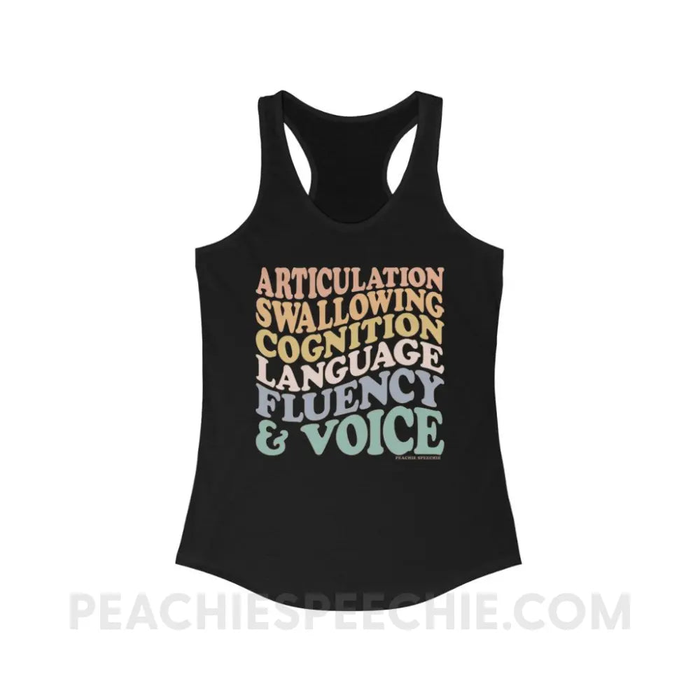 Wavy Speech Stuff Superfly Racerback - Solid Black / XS - Tank Top peachiespeechie.com