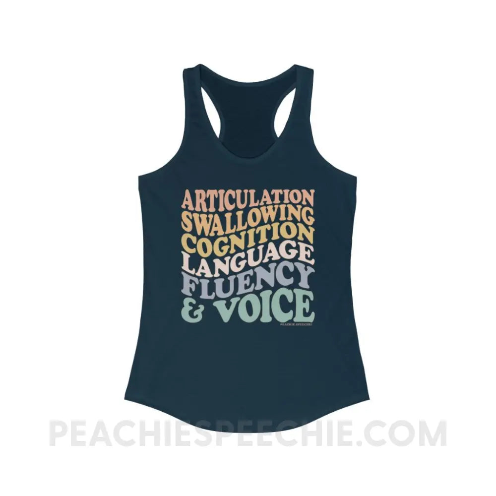 Wavy Speech Stuff Superfly Racerback - Solid Midnight Navy / XS - Tank Top peachiespeechie.com