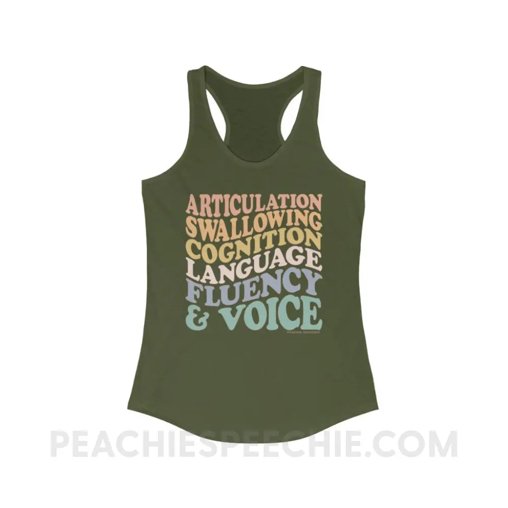 Wavy Speech Stuff Superfly Racerback - Solid Military Green / XS - Tank Top peachiespeechie.com