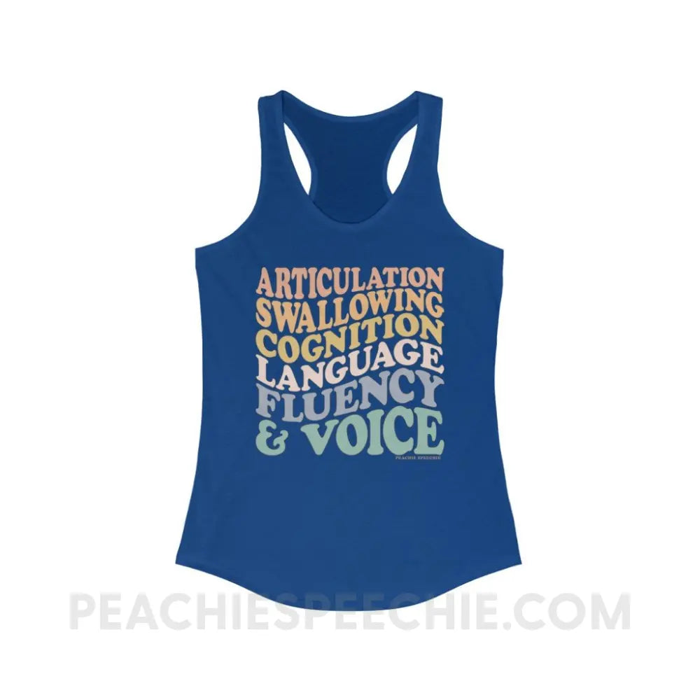 Wavy Speech Stuff Superfly Racerback - Solid Royal / XS - Tank Top peachiespeechie.com