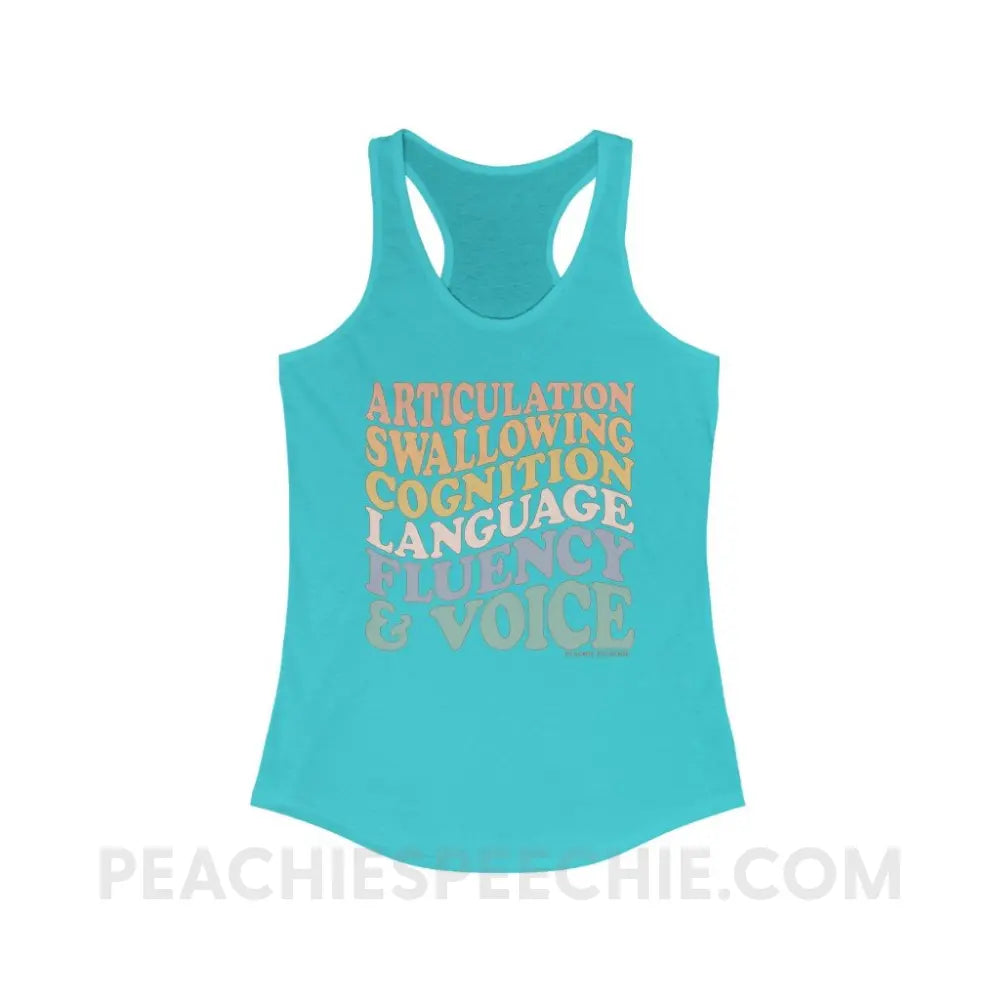 Wavy Speech Stuff Superfly Racerback - Solid Tahiti Blue / XS - Tank Top peachiespeechie.com