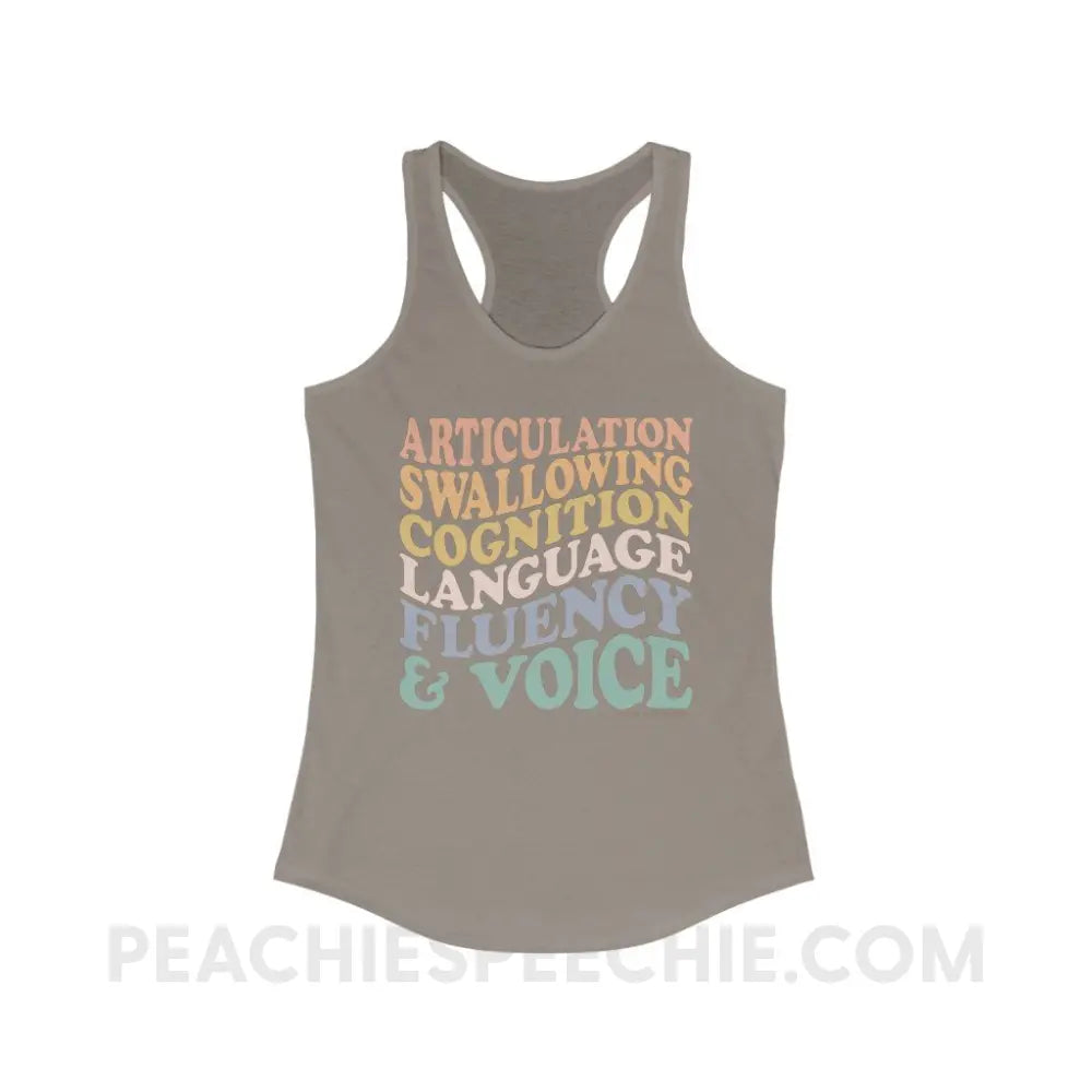 Wavy Speech Stuff Superfly Racerback - Solid Warm Gray / XS - Tank Top peachiespeechie.com