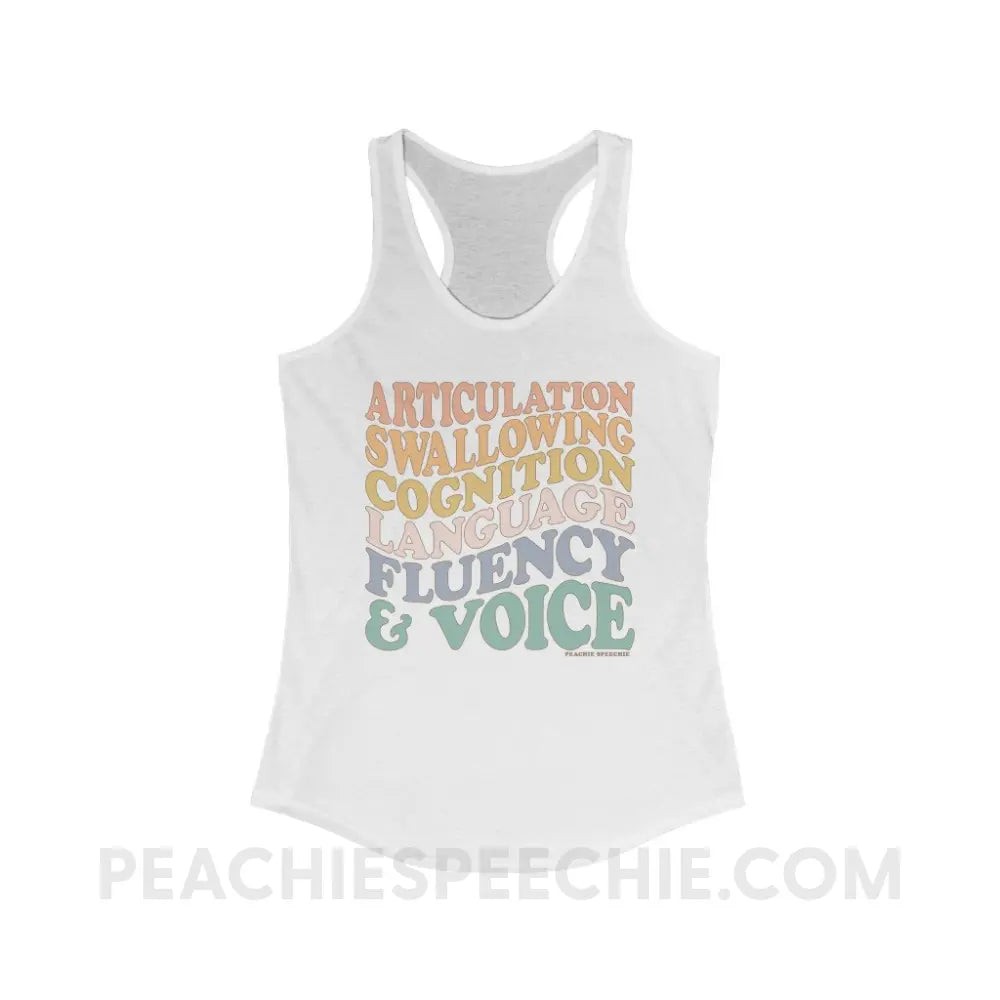 Wavy Speech Stuff Superfly Racerback - Solid White / XS - Tank Top peachiespeechie.com