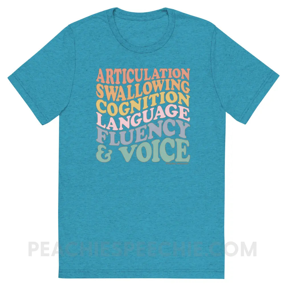 Wavy Speech Stuff Tri-Blend Tee - Aqua Triblend / S - peachiespeechie.com